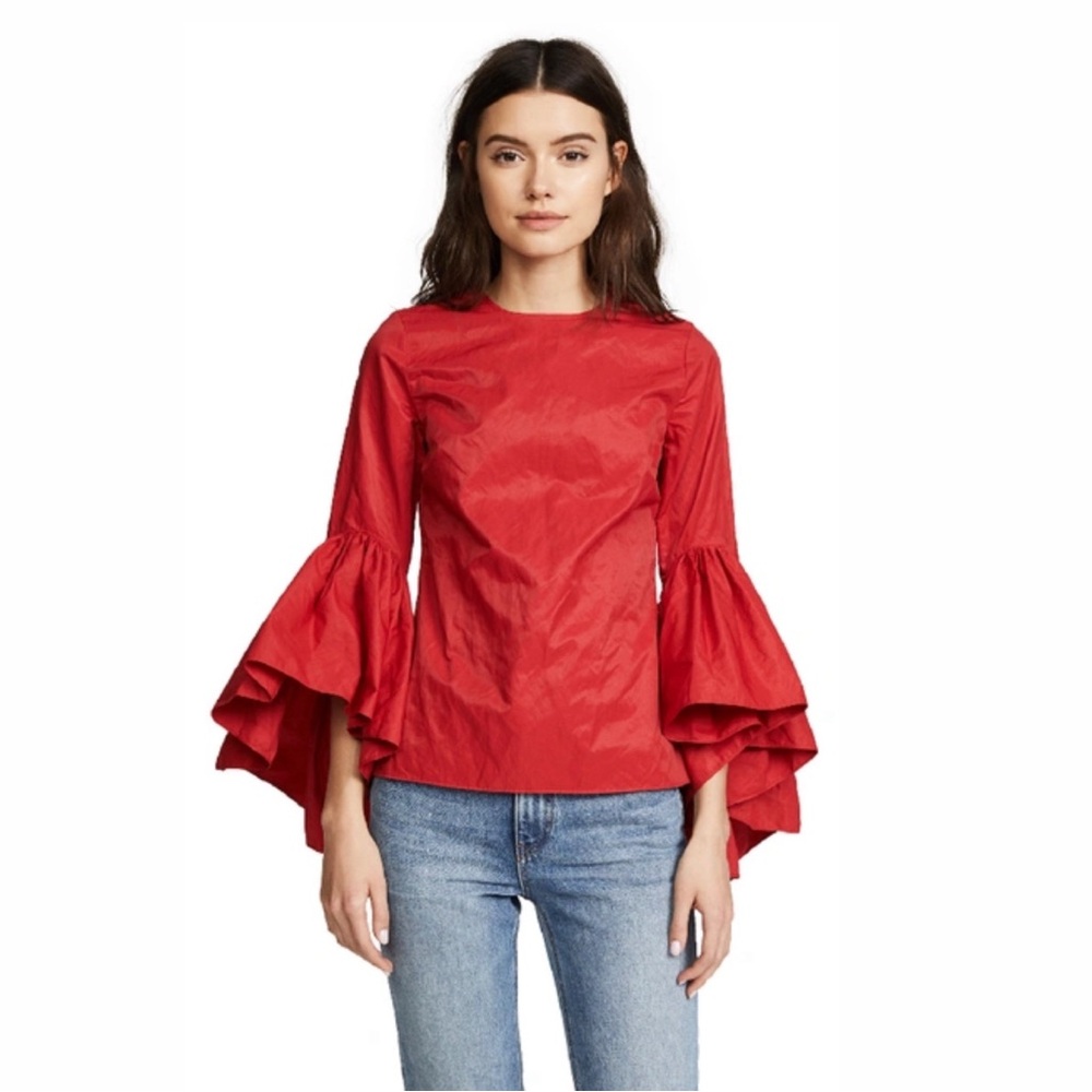 MARQUES ALMEIDA OYSTER SLEEVE TOP IN RED